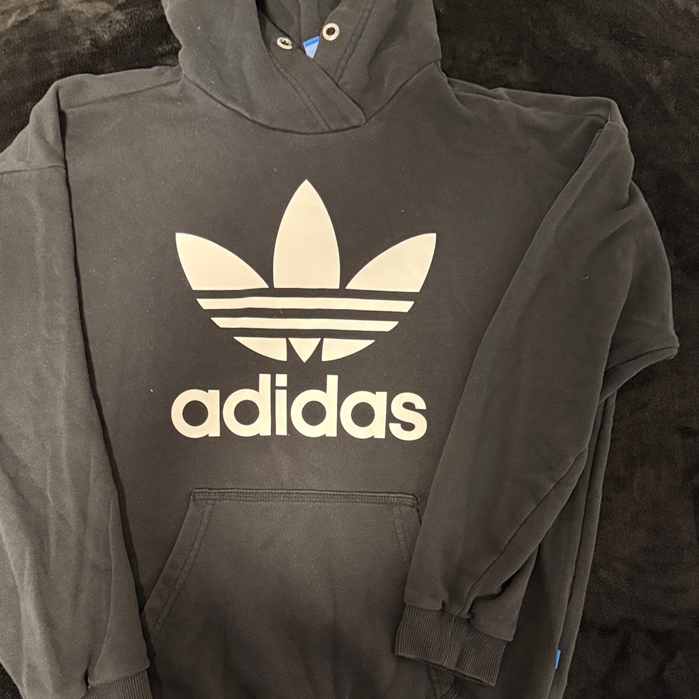 Adidas Black and White Trefoil Hoodie